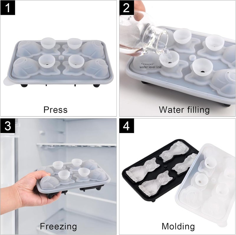Nerien Cat Shaped Ice Cube Mold - 2pcs, 3D Funny Cat Ice Cube Trays for Whiskey Bourbon - Image 3